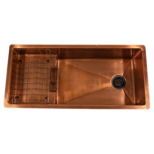 Alternate Image for Nantucket Sinks x Studio Dearborn Brightwork 39" Undermount Copper Kitchen Sink with Accessories, 16 Gauge, STEPPE3918-SMC