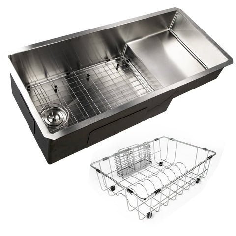 Nantucket Sinks Pro Series 39" Undermount 304 Stainless Steel Kitchen Sink with Accessories, 16 Gauge, STEPPE3918