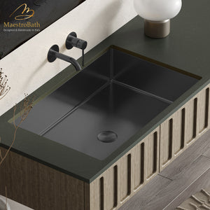 Alternate Image for MaestroBath 13" Marina Modern Rectangular Under-Mount ADA Rectangle Bathroom Sink, Gun Metal, Stainless Steel, STN-MAR-GUM