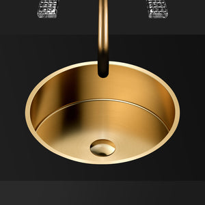 Alternate Image for MaestroBath 15" Aurora Modern Round Under-Mount ADA Bathroom Sink, Brushed Gold, Stainless Steel, STN-AUR-BRG