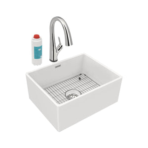Alternate Image for Elkay 24" Fireclay Farmhouse Sink Kit with Faucet, Single Bowl White, SWUF2520WHFLC