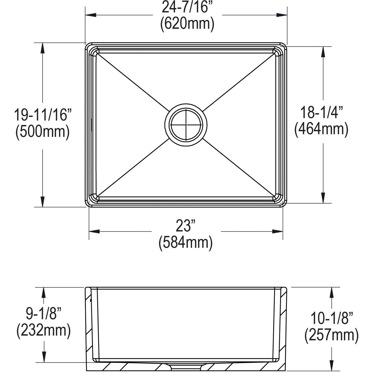 Elkay 24" Fireclay Farmhouse Kitchen Sink, Biscuit, SWUF2520BI