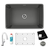 Elkay 30" Fireclay Farmhouse Sink Kit with Faucet, Single Bowl Matte Gray, SWUF28179MGFLC