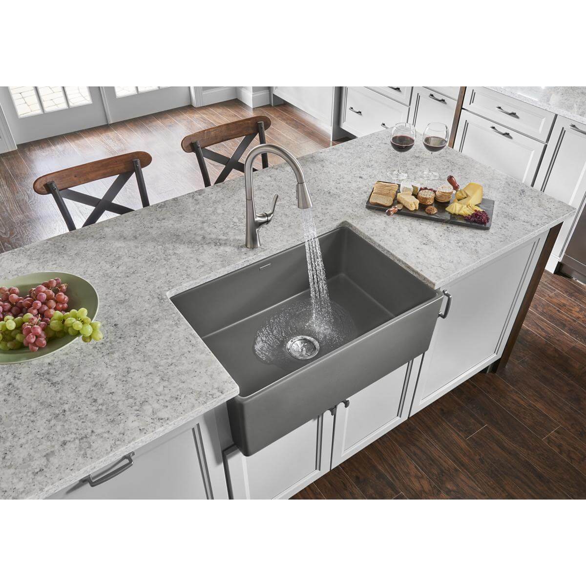 Elkay 30" Fireclay Farmhouse Sink, Matte Gray, SWUF28179MG