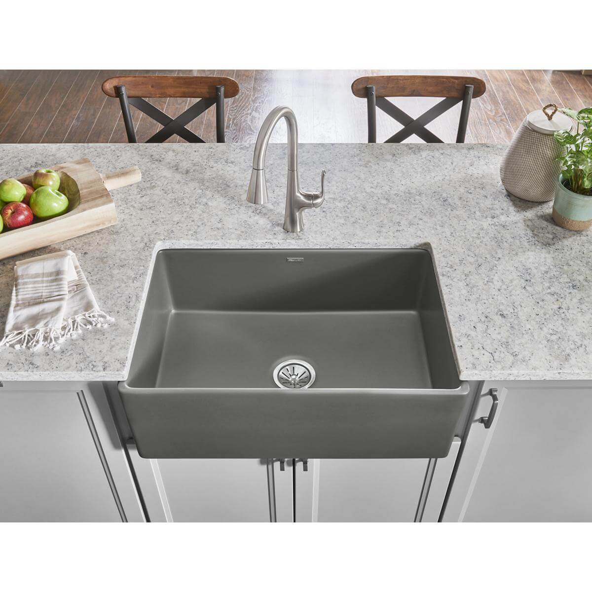 Elkay 30" Fireclay Farmhouse Sink, Matte Gray, SWUF28179MG