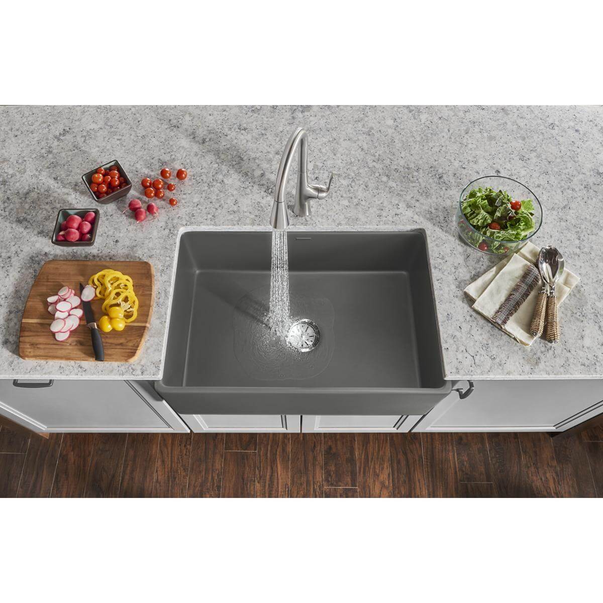 Elkay 30" Fireclay Farmhouse Sink, Matte Gray, SWUF28179MG