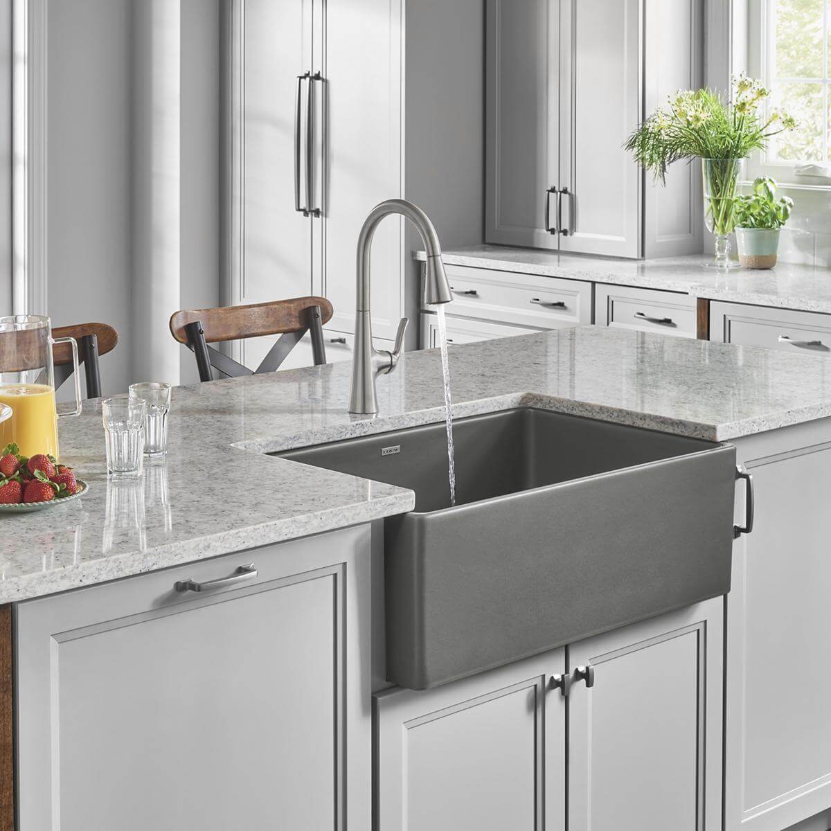 Elkay 30" Fireclay Farmhouse Sink, Matte Gray, SWUF28179MG