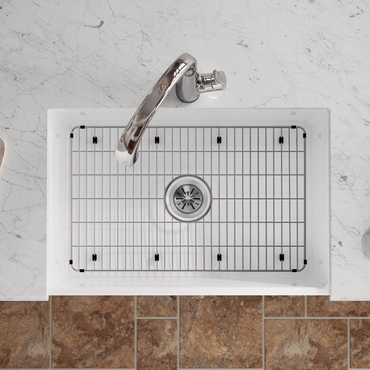 Elkay 30" Fireclay Farmhouse Sink Kit with Faucet, Single Bowl White, SWUF28179WHFLC
