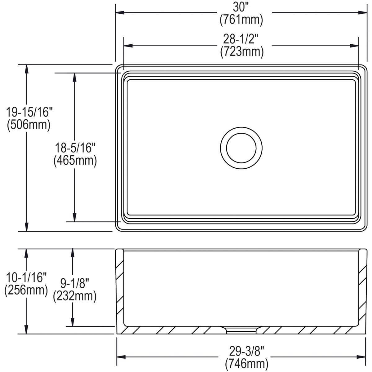 Elkay 30" Fireclay Farmhouse Sink, Matte Gray, SWUF28179MG