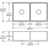 Elkay 33" Fireclay Farmhouse Sink Kit, 50/50 Double Bowl, White, SWUF32189WHC