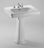 TOTO Promenade 27-1/2" x 22-1/4" Rectangular Pedestal Bathroom Sink for 8 inch Center Faucets, Cotton White, Vitreous China, LPT530.8N#01