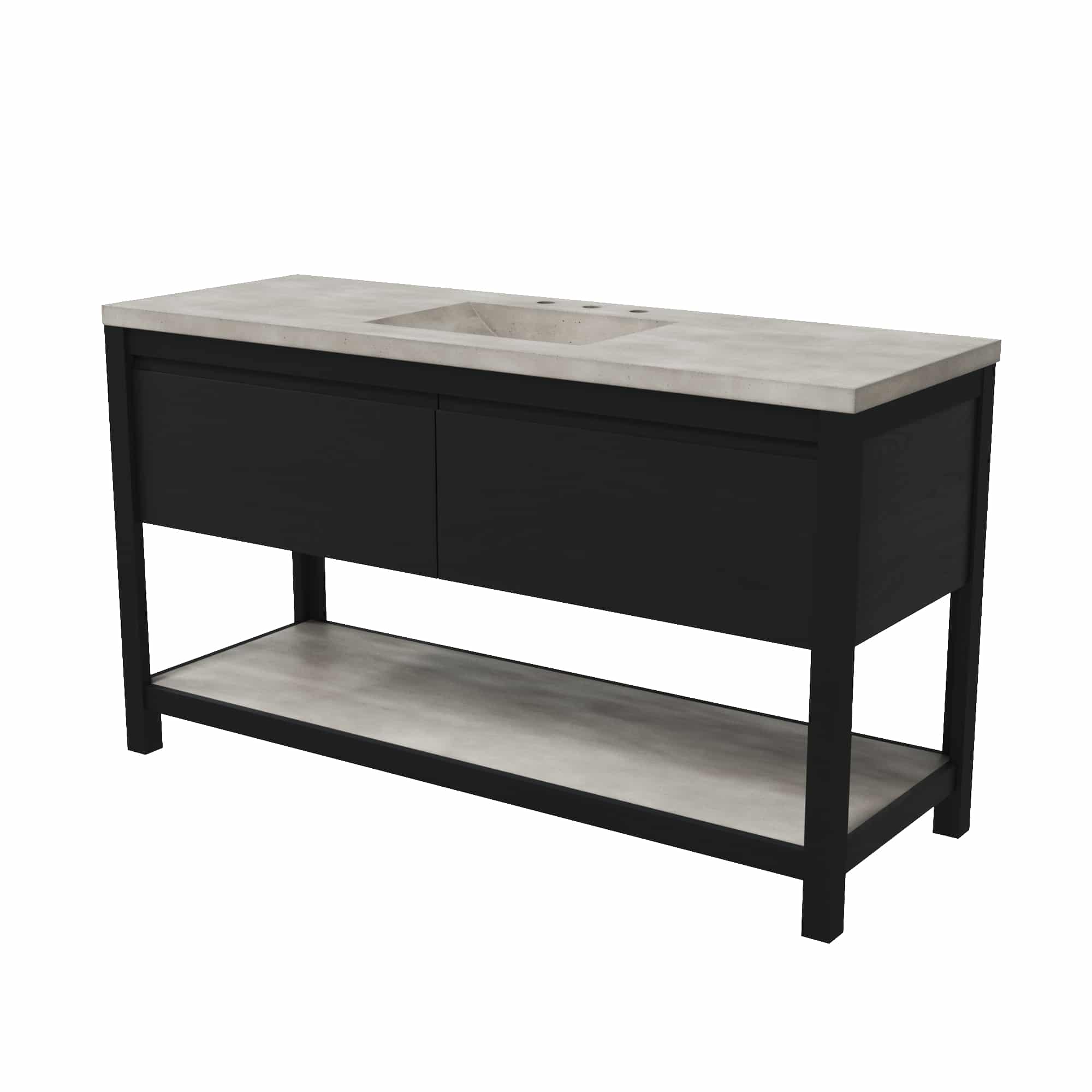 Native Trails 60" Solace Freestanding Reclaimed Wood Vanity Base in Midnight Oak with Ash Shelf, VNO608-A