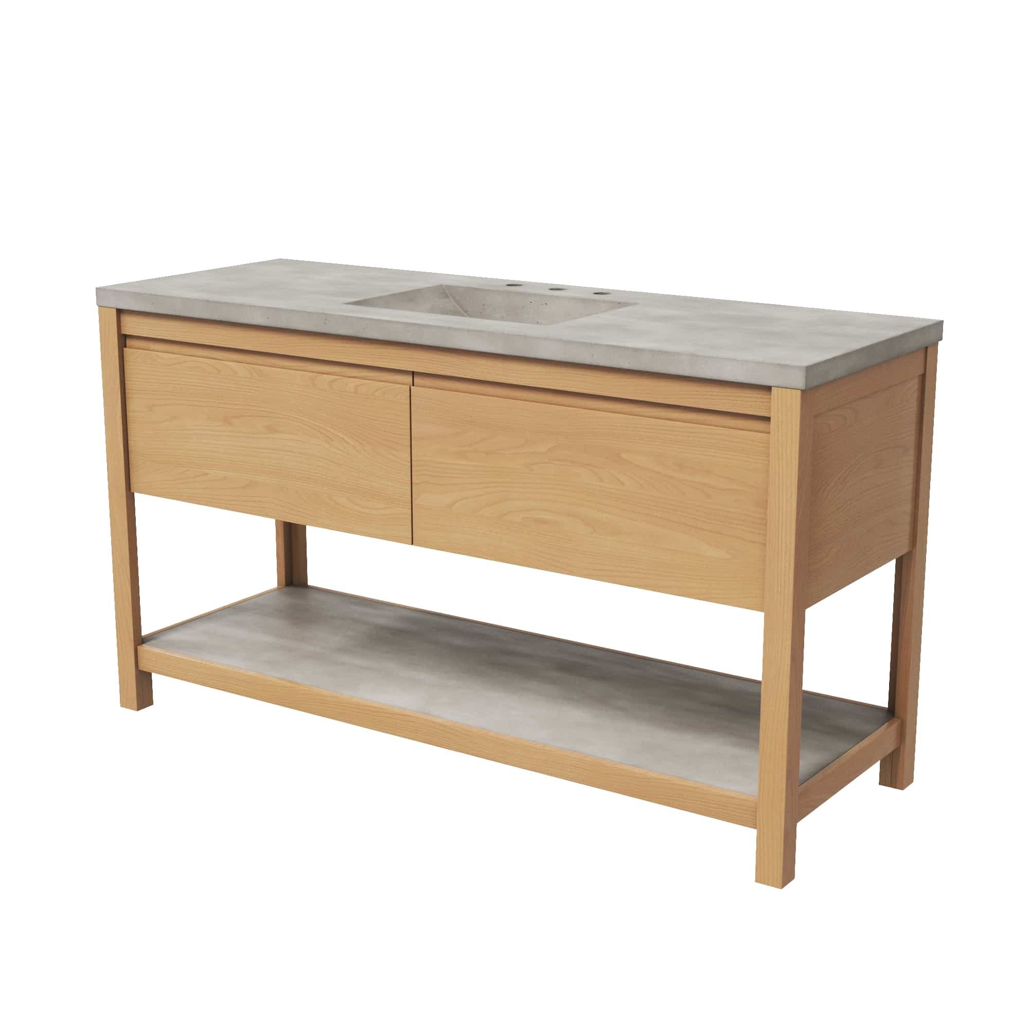 Native Trails 60" Solace Freestanding Reclaimed Wood Vanity Base in Sunrise Oak with Ash Shelf, VNO601-A
