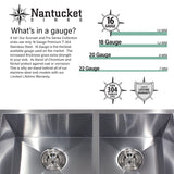 Nantucket Sinks Pro Series 32" Undermount 304 Stainless Steel Kitchen Sink with Accessories, Silver, 16 Gauge, SR3219-16