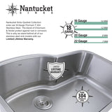 Nantucket Sinks Brightwork Home 17" Square Stainless Steel Bar/Prep Sink with Accessories, 18 Gauge, SQRS-7MF