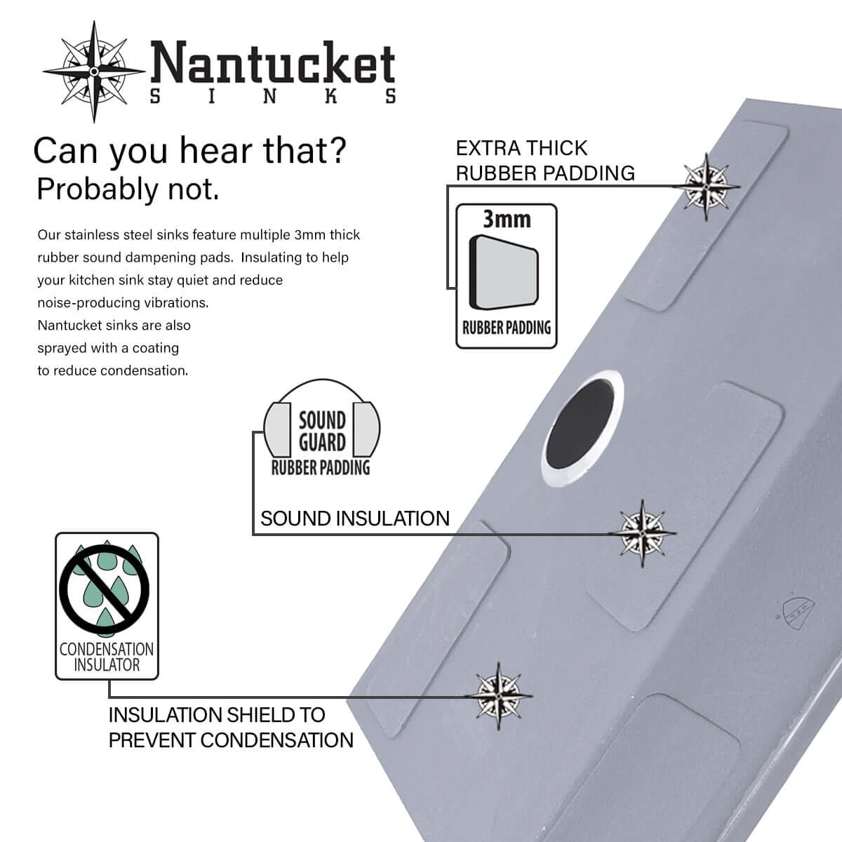 Nantucket sinks all weather 25 316 marine grade stainless steel kitchen sink with accessories 16 gauge marketing image