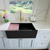 Nantucket Sinks Cape 30" Fireclay Workstation Farmhouse Sink with Accessories, Matte Black, T-PS30MB