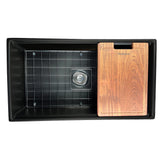 Nantucket Sinks Cape 33" Fireclay Workstation Farmhouse Sink with Accessories, Matte Black, T-PS33MB