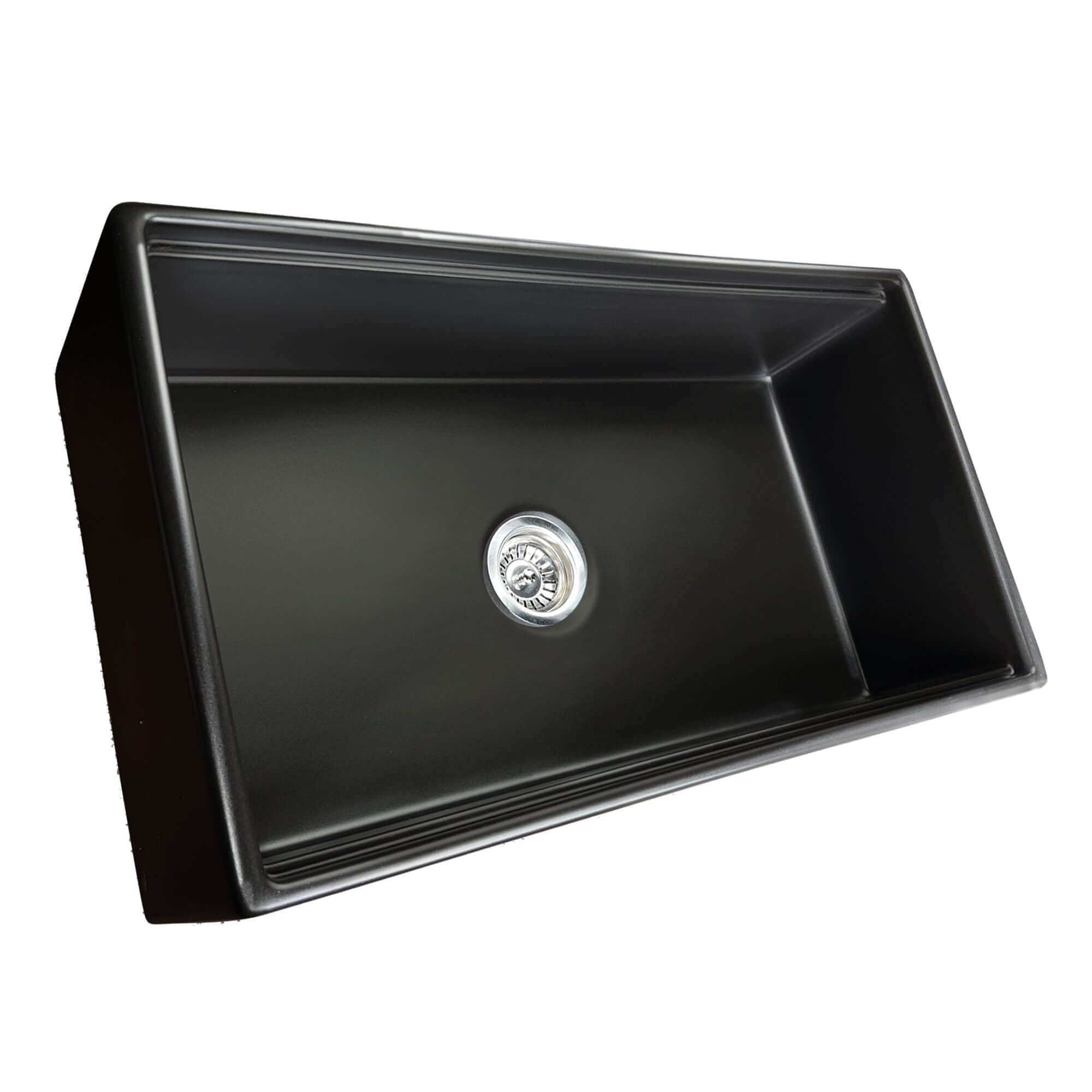Nantucket Sinks Cape 33" Fireclay Workstation Farmhouse Sink with Accessories, Matte Black, T-PS33MB
