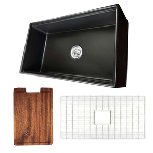 Alternate Image for Nantucket Sinks Cape 33" Fireclay Workstation Farmhouse Sink with Accessories, Matte Black, T-PS33MB
