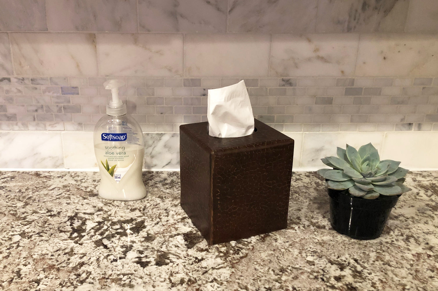 Premier Copper Products Small Hammered Copper Tissue Box Cover, 18 Gauge, Oil Rubbed Bronze, TBCSDB