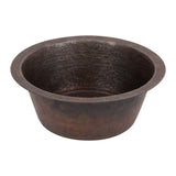 Premier Copper Products 14" Round Terra Firma Copper Bar/Prep Sink, Dark Brown, 10 Gauge, TFBR14DB2