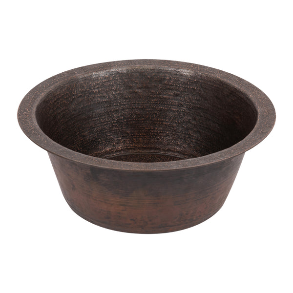 Premier Copper Products 14" Round Terra Firma Copper Bar/Prep Sink, Dark Brown, 10 Gauge, TFBR14DB2