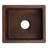 Premier Copper Products 16" Rectangle Terra Firma Copper Bar/Prep Sink, Dark Brown, 10 Gauge, TFBREC16DB