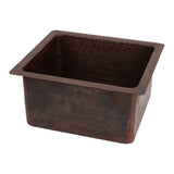 Premier Copper Products 16" Rectangle Terra Firma Copper Bar/Prep Sink, Dark Brown, 10 Gauge, TFBREC16DB