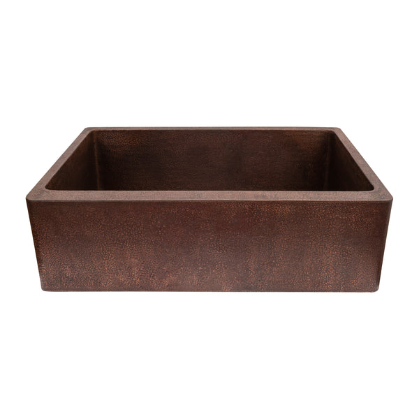 Premier Copper Products 33" Terra Firma Copper Farmhouse Sink, Dark Brown, 10 Gauge, TFKASDB332210