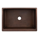 Premier Copper Products 33" Terra Firma Copper Farmhouse Sink, Dark Brown, 10 Gauge, TFKASDB332210