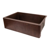 Premier Copper Products 33" Terra Firma Copper Farmhouse Sink, Dark Brown, 10 Gauge, TFKASDB332210