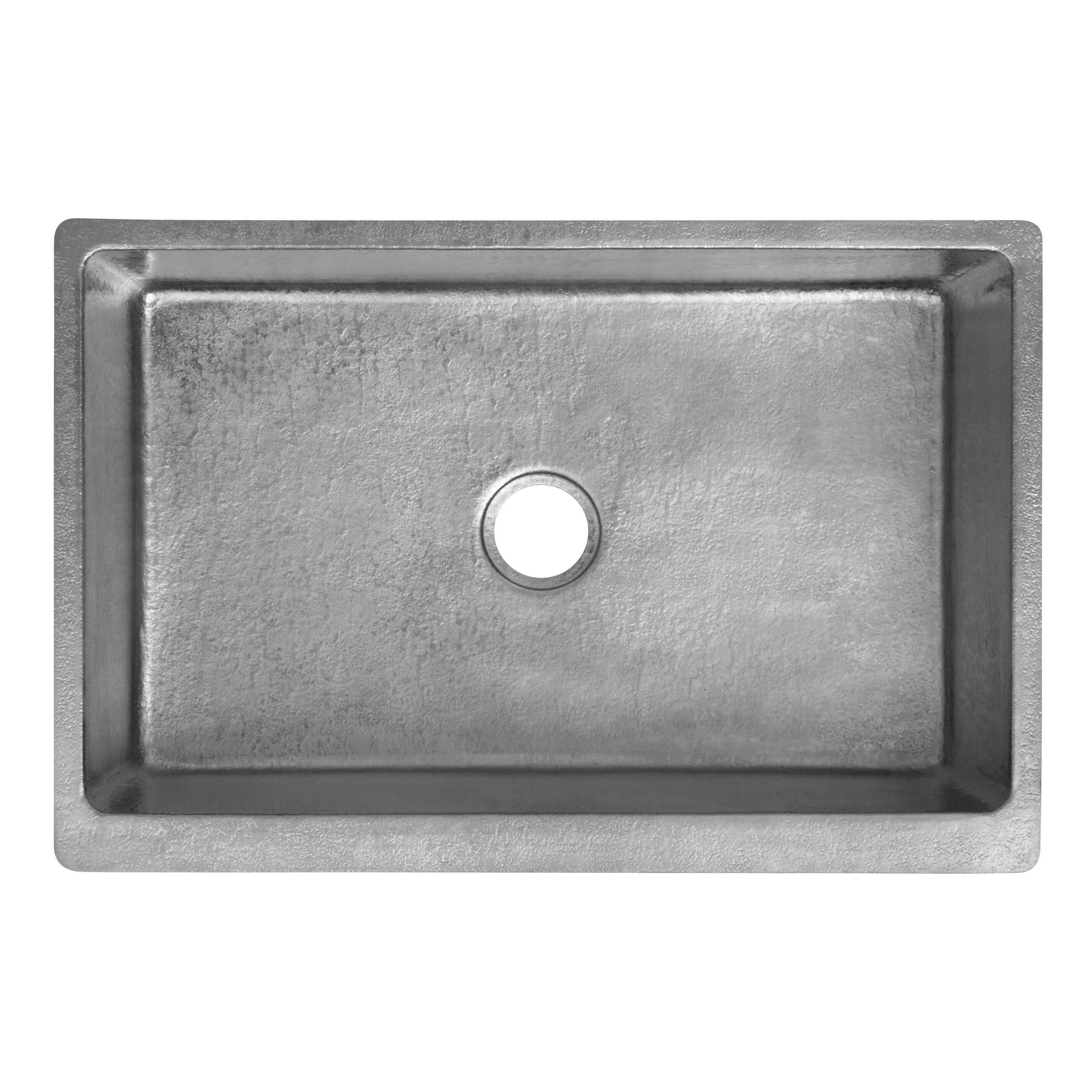 Premier Copper Products 33" Terra Firma Copper Farmhouse Sink, Nickel, 10 Gauge, TFKASEN332210