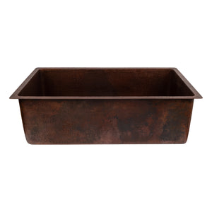 Alternate Image for Premier Copper Products 33" Dual - Undermount or Drop In Terra Firma Copper Kitchen Sink, Dark Brown, 10 Gauge, TFKSDB331910