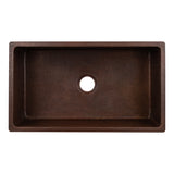 Premier Copper Products 33" Dual - Undermount or Drop In Terra Firma Copper Kitchen Sink, Dark Brown, 10 Gauge, TFKSDB331910