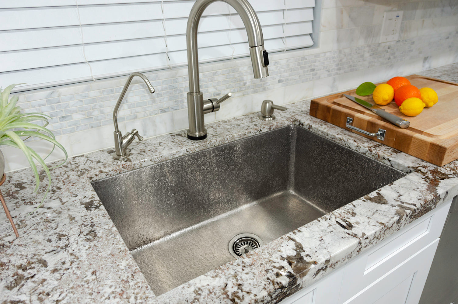 Premier Copper Products 33" Dual - Undermount or Drop In Terra Firma Copper Kitchen Sink, Nickel, 10 Gauge, TFKSEN331910