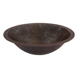 Alternate Image for Premier Copper Products 19" x 14" Oval Dual - Undermount or Drop In Terra Firma Copper Bathroom Sink, Dark Brown, 10 Gauge, TFLO19FDB