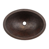 Premier Copper Products 19" x 14" Oval Dual - Undermount or Drop In Terra Firma Copper Bathroom Sink, Dark Brown, 10 Gauge, TFLO19FDB