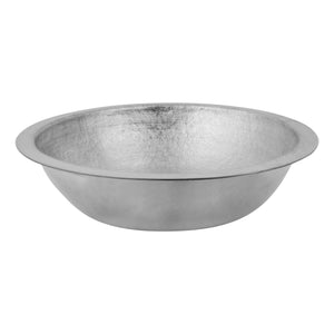 Alternate Image for Premier Copper Products 16" Round Dual - Undermount or Drop In Terra Firma Copper Bathroom Sink, Nickel, 10 Gauge, TFLR16EN
