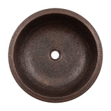 Premier Copper Products 18" Round Dual - Undermount or Drop In Terra Firma Copper Bathroom Sink, Dark Brown, 10 Gauge, TFLR18DB