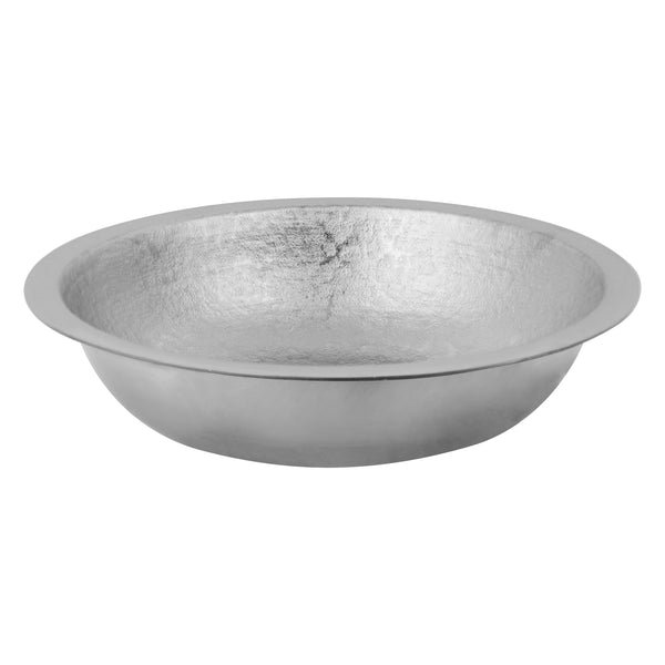 Premier Copper Products 18" Round Dual - Undermount or Drop In Terra Firma Copper Bathroom Sink, Nickel, 10 Gauge, TFLR18EN