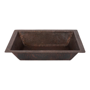 Alternate Image for Premier Copper Products 17" x 13" Rectangle Dual - Undermount or Drop In Terra Firma Copper Bathroom Sink, Dark Brown, 10 Gauge, TFLREC17DB