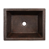 Premier Copper Products 17" x 13" Rectangle Dual - Undermount or Drop In Terra Firma Copper Bathroom Sink, Dark Brown, 10 Gauge, TFLREC17DB