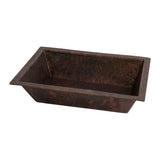 Premier Copper Products 17" x 13" Rectangle Dual - Undermount or Drop In Terra Firma Copper Bathroom Sink, Dark Brown, 10 Gauge, TFLREC17DB