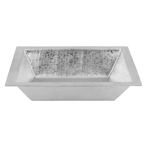 Alternate Image for Premier Copper Products 17" x 13" Rectangle Dual - Undermount or Drop In Terra Firma Copper Bathroom Sink, Nickel, 10 Gauge, TFLREC17EN