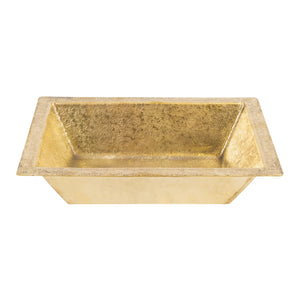 Alternate Image for Premier Copper Products 17" x 13" Rectangle Dual - Undermount or Drop In Terra Firma Brass Bathroom Sink, TFLREC17PB