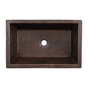 Alternate Image for Premier Copper Products 22" x 14" Rectangle Dual - Undermount or Drop In Terra Firma Copper Bathroom Sink, Dark Brown, 10 Gauge, TFLREC22DB