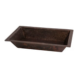 Premier Copper Products 22" x 14" Rectangle Dual - Undermount or Drop In Terra Firma Copper Bathroom Sink, Dark Brown, 10 Gauge, TFLREC22DB