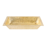 Premier Copper Products 22" x 14" Rectangle Dual - Undermount or Drop In Terra Firma Brass Bathroom Sink, TFLREC22PB