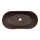 Premier Copper Products 23" x 12" Oval Vessel - Above Counter Terra Firma Copper Bathroom Sink, Dark Brown, 10 Gauge, TFVBT23DB